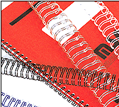 Twin Loop Wire is the number one choice in wire binding. Available in diameters ranging from 1/4" through 1". Refer to our Wire Diameter Guide for size help. It requires equipment that punches either a round or square hole pattern plus a wire closer. Available in a variety of colors.